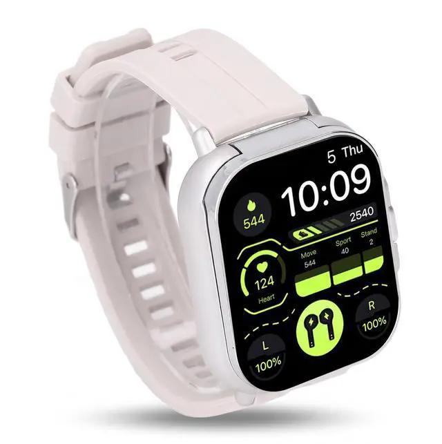 Main image of 2 in 1 Smart Watch with Earbuds, BT Earbuds Smart Watch, 2.01 Inch HD Touch Screen Design, 250mAh BT Call Fitness Tracker Sports Watch for iOS for Android (Silver)