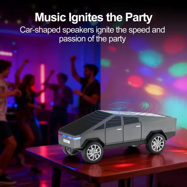 Alt view image 5 of 6 - WS-580 Futuristic Truck Model Bluetooth Replica Speaker with LED Display Screen TWS Stereo, FM Radio, USB/TF Playback, Built-in Mic, Gift for Model Collectors, Car Fans & Gadget Lovers (Gray)