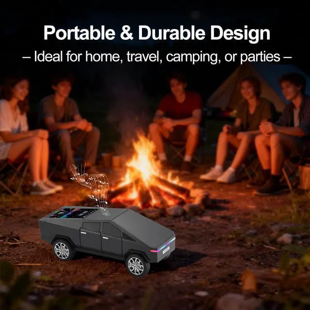 Alt view image 6 of 6 - WS-580 Futuristic Truck Model Bluetooth Replica Speaker with LED Display Screen TWS Stereo, FM Radio, USB/TF Playback, Built-in Mic, Gift for Model Collectors, Car Fans & Gadget Lovers (Gray)