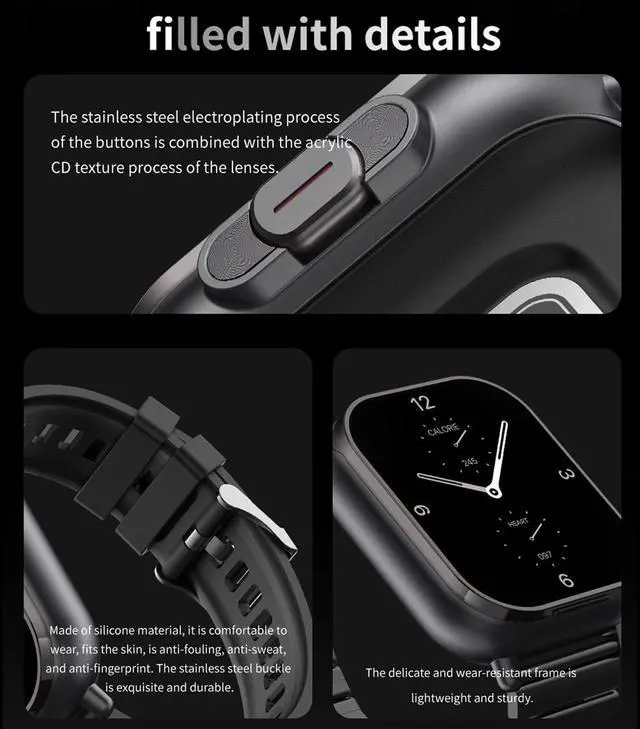 Alt view image 6 of 6 - 2 in 1 Smart Watch with Earbuds, BT Earbuds Smart Watch, 2.01 Inch HD Touch Screen Design, 250mAh BT Call Fitness Tracker Sports Watch for iOS for Android (Silver)