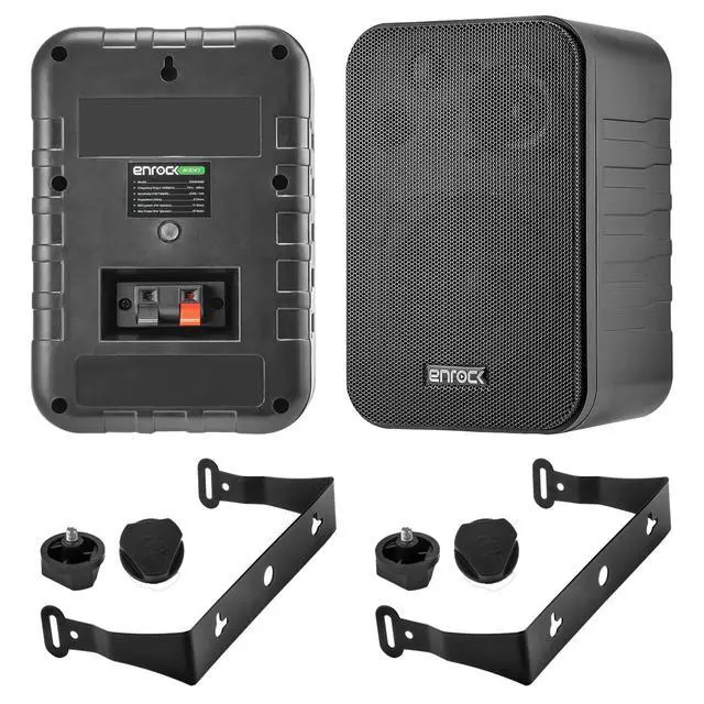 Alt view image 2 of 7 - Enrock EKMR408B 4" 30 Watt Peak Power 3-Way in Door/Out Door Speaker (Black, Pair)