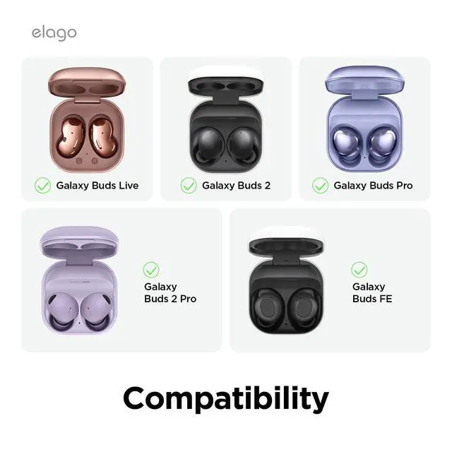 Alt view image 2 of 6 - Silicone Case for Galaxy Buds FE, 2 Pro, 2, Pro, Live | (2023) (2022) (2021) (2020) (Black)