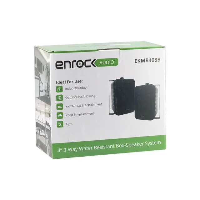 Alt view image 5 of 7 - Enrock EKMR408B 4" 30 Watt Peak Power 3-Way in Door/Out Door Speaker (Black, Pair)
