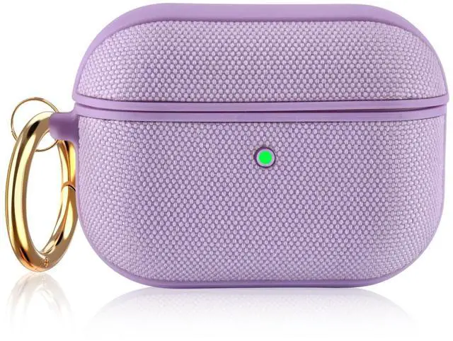 Main image of Case Compatible with Apple AirPods Pro Case Fabric & PC Cover Full Protective Pro Charging Case Skin Cover with Keychain, Purple