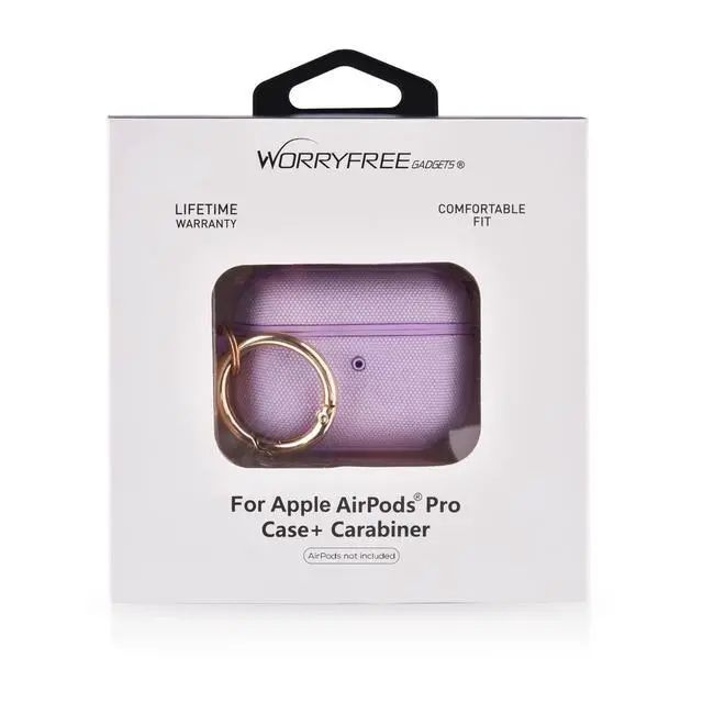 Alt view image 6 of 6 - Case Compatible with Apple AirPods Pro Case Fabric & PC Cover Full Protective Pro Charging Case Skin Cover with Keychain, Purple