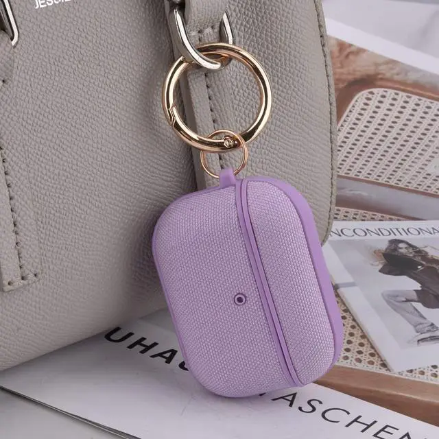Alt view image 5 of 6 - Case Compatible with Apple AirPods Pro Case Fabric & PC Cover Full Protective Pro Charging Case Skin Cover with Keychain, Purple