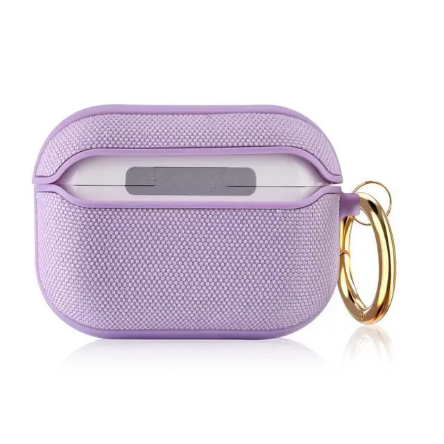 Alt view image 3 of 6 - Case Compatible with Apple AirPods Pro Case Fabric & PC Cover Full Protective Pro Charging Case Skin Cover with Keychain, Purple