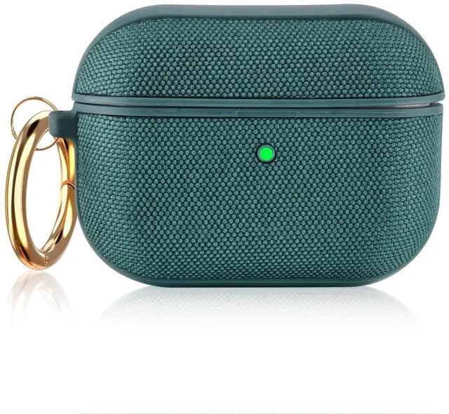 Main image of Case Compatible with Apple AirPods Pro Case Fabric & PC Cover Full Protective Pro Charging Case Skin Cover with Keychain, Green