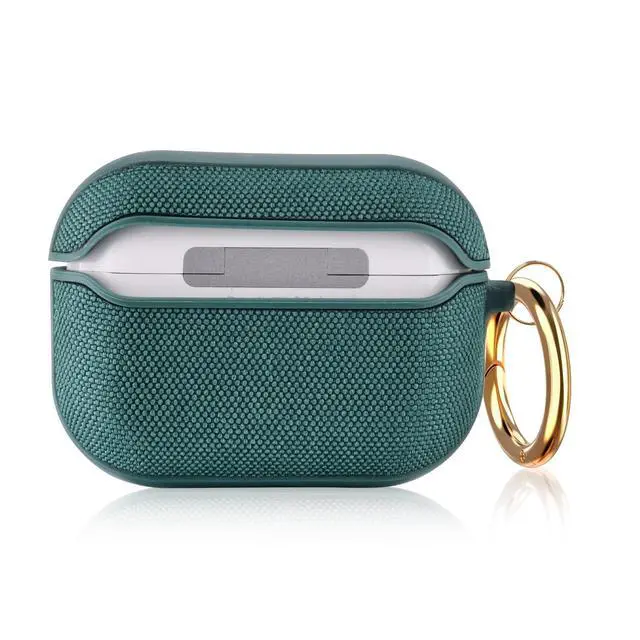 Alt view image 2 of 6 - Case Compatible with Apple AirPods Pro Case Fabric & PC Cover Full Protective Pro Charging Case Skin Cover with Keychain, Green