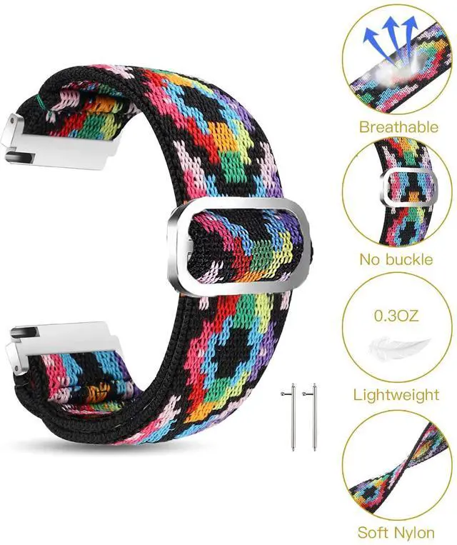 Alt view image 5 of 6 - Compatible for Garmin vivomove Trend Band, Stretch Elastics Nylon Adjustable Replacement Strap Accessories Compatible for Garmin vivomove Trend 40 mm Smartwatch