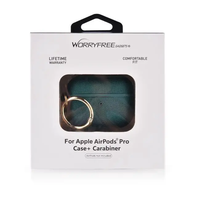 Alt view image 6 of 6 - Case Compatible with Apple AirPods Pro Case Fabric & PC Cover Full Protective Pro Charging Case Skin Cover with Keychain, Green
