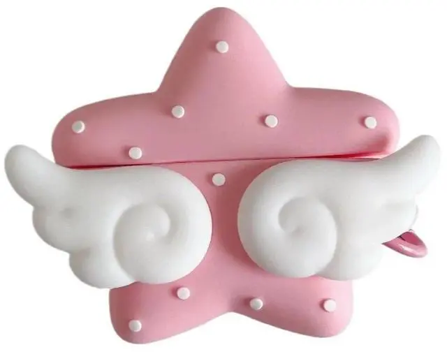 Main image of Cover with Angel Wings Design for AirPods Case, Protective Shockproof Slim Fit, Cute Accessory with Fluffy Cloud and Polka Dot Patterns (Pink, for AirPods Pro3)