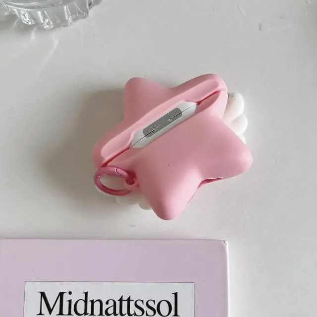 Alt view image 3 of 6 - Cover with Angel Wings Design for AirPods Case, Protective Shockproof Slim Fit, Cute Accessory with Fluffy Cloud and Polka Dot Patterns (Pink, for AirPods Pro3)