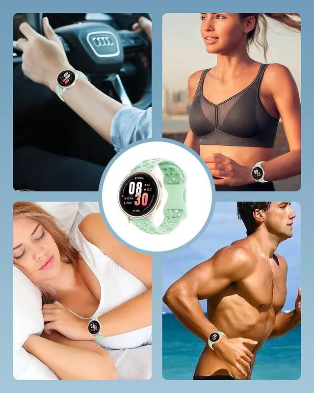 Alt view image 6 of 7 - 3 Packs Bands Compatible with BlazeChip DR09 Smart Watch,Sport Quick-Release Cute Dog Paws Silicone Band,Adjustable Wristband, Ventilated Comfort & Soft Lightweight Replacement Strap,Pink+Purple+Green