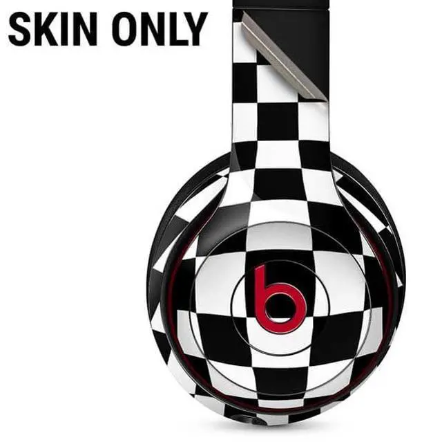 Alt view image 2 of 3 - Decal Audio Skin Compatible with Beats Solo 3 Wireless - Black and White Zoomed Checkerboard Design