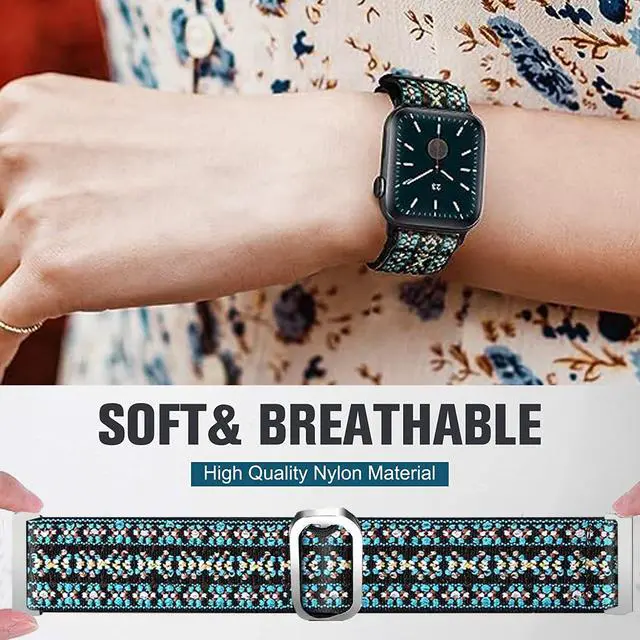 Alt view image 4 of 6 - Compatible with SGJIK Smart Watch Band, Quick Release Stretch Elastics Nylon Adjustable Replacement Strap Accessories Compatible for Compatible with SGJIK H37 1.57 Inches Smart Watch Fitness Tracker