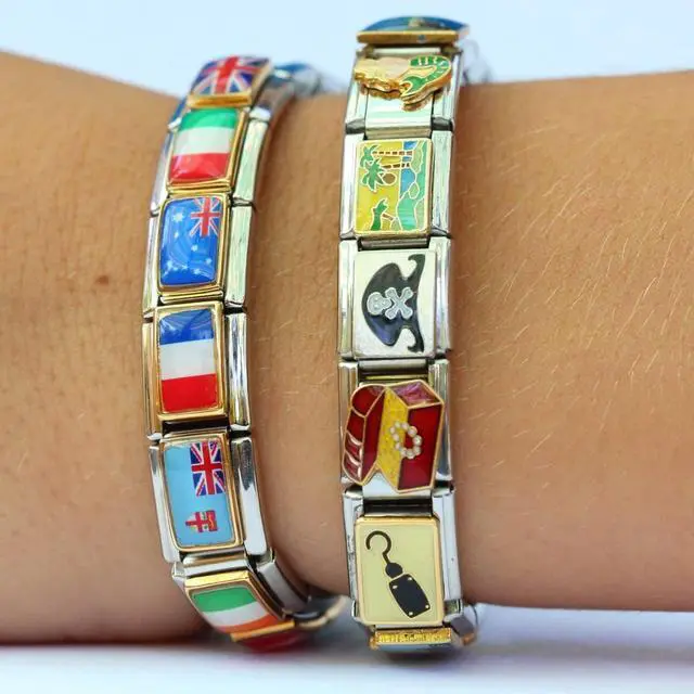 Alt view image 4 of 6 - 9mm Silvertone Stainless Steel Italian Charm Bracelet Single Band Compatible with Apple Watch Sizes 42mm 44mm 45mm Modular Link Replacement Strap for iWatch Series 9 8 7 6 5 4 3 2 1 SE Ultra