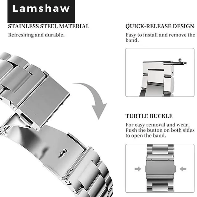 Alt view image 2 of 6 - Compatible for DOOGEE Smart Watch Bands, Stainless Steel Metal Replacement Strap Bracelet Men & Women Compatible for DOOGEE Anywise W1, W1 Pro Smart Watch
