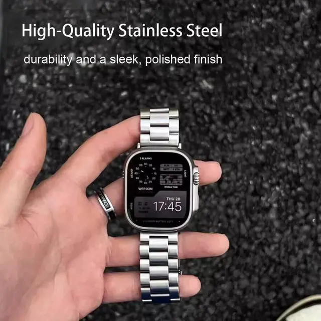 Alt view image 4 of 6 - Compatible for DOOGEE Smart Watch Bands, Stainless Steel Metal Replacement Strap Bracelet Men & Women Compatible for DOOGEE Anywise W1, W1 Pro Smart Watch