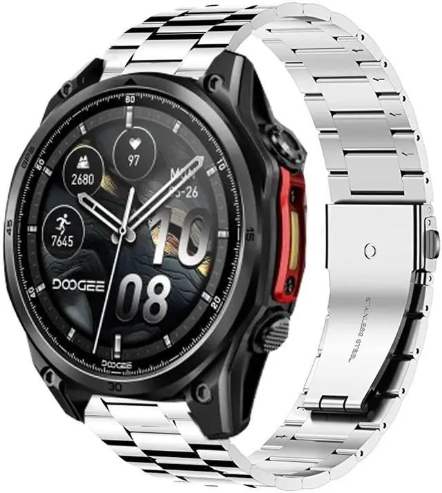 Main image of Compatible for DOOGEE Smart Watch Bands, Stainless Steel Metal Replacement Strap Bracelet Men & Women Compatible for DOOGEE Anywise W1, W1 Pro Smart Watch
