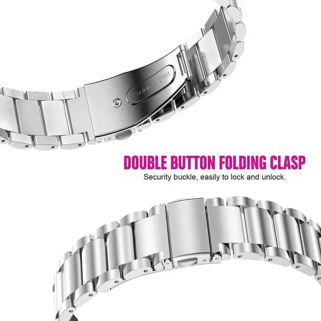Alt view image 5 of 6 - Compatible for DOOGEE Smart Watch Bands, Stainless Steel Metal Replacement Strap Bracelet Men & Women Compatible for DOOGEE Anywise W1, W1 Pro Smart Watch