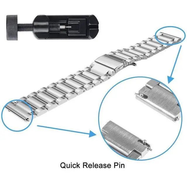 Alt view image 6 of 6 - Compatible for DOOGEE Smart Watch Bands, Stainless Steel Metal Replacement Strap Bracelet Men & Women Compatible for DOOGEE Anywise W1, W1 Pro Smart Watch