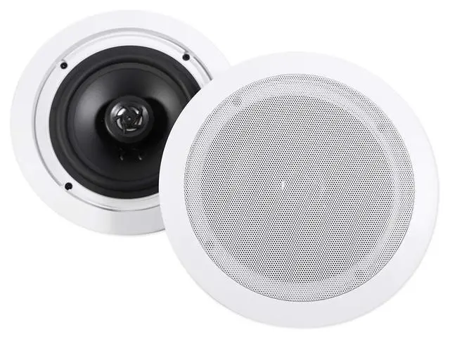 Alt view image 2 of 7 - HC655 White 6.5" Ceiling Home Audio Speakers for Party, 4-Pack | 500W Peak / 160W RMS, 2-Way, 8-Ohm, Aimable Tweeters, Paintable Flush Grilles, Spring Terminals, 7.6" Cutout