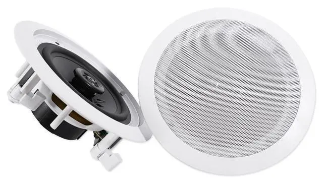 Alt view image 4 of 7 - HC655 White 6.5" Ceiling Home Audio Speakers for Party, 4-Pack | 500W Peak / 160W RMS, 2-Way, 8-Ohm, Aimable Tweeters, Paintable Flush Grilles, Spring Terminals, 7.6" Cutout