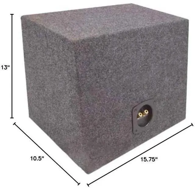 Main image of 12" Sealed Wedge Sub Box Single Rear-Angle Subwoofer Enclosure 3/4" MDF ASC | Tight accurate bass for trunks, space-saving slanted back panel, sturdy wood build, budget, add your own 12 inch driver