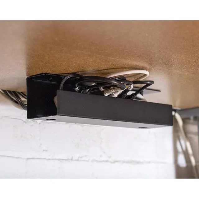 Alt view image 2 of 3 - Under Desk Cable Management Tray CMT-133 Made in USA, Heavy-Duty Metal | Easy Installation, Organize & Hide Cords, Power Strips, and Adapters 14L x 3D x 3H inches (Single)