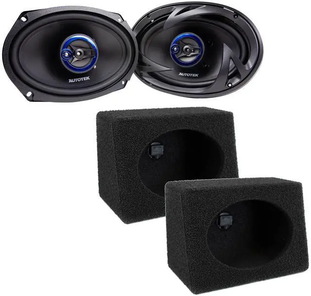 Main image of 1 Pair Street Machine Coaxial Speakers, 6 x 9 Inch 400 Watt Peak Power Car Audio Speakers Bundled with QPower 1 Pair Wedge Speaker Box Enclosures