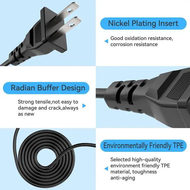 Alt view image 2 of 6 - AC Power Cord Cable for Hisense 65U6G 65U6GR 55U6G 55U6GR LED TV