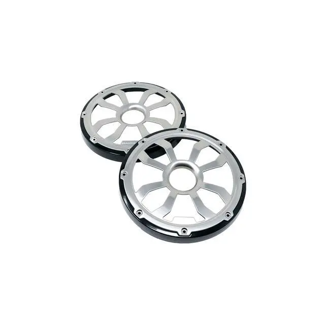 Alt view image 3 of 4 - HXM65FGB - 6.5" Flush Mount Speaker Grills - Black/Brushed Aluminum (Pair)