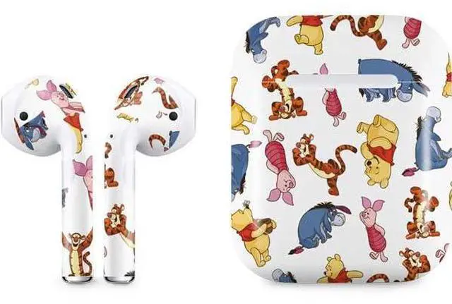 Main image of Decal Audio Skin Compatible with Apple AirPods - Officially Licensed Disney Winnie The Pooh Character Pattern Design