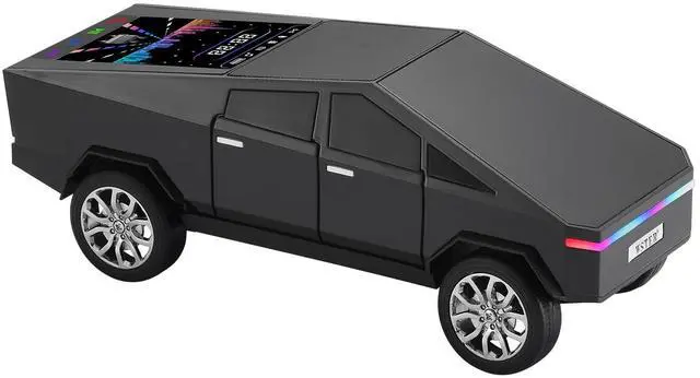 Main image of Futuristic Truck Model Bluetooth Replica Speaker with LED Display Screen Considerate Gift for Car Design Fans & Audio Users, TWS Stereo, FM, USB/TF Playback, LED Headlights, Built-in Mic (Black)