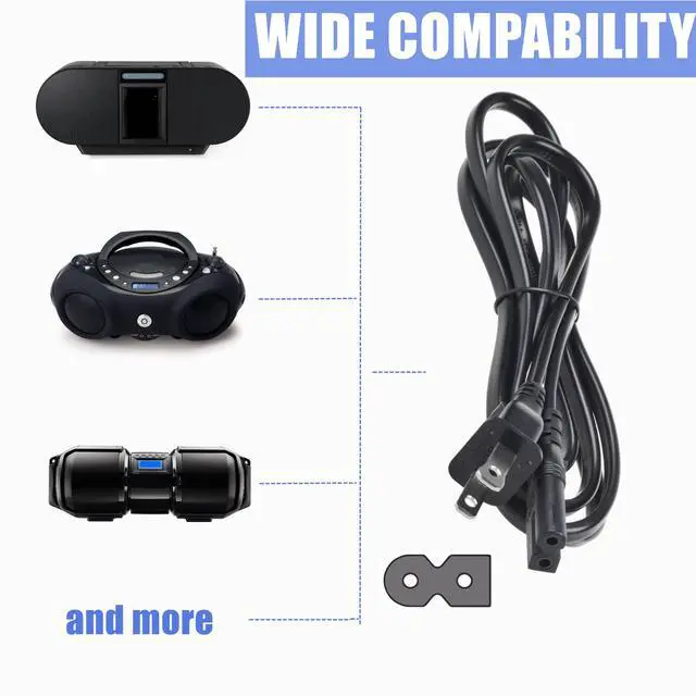 Alt view image 3 of 4 - 5ft AC in Power Cord Outlet Socket Cable Plug Lead Replacement for Naxa NPB-428 NPB428 Portable AM/FM Stereo Radio Cassette Recorder MP3/CD Player