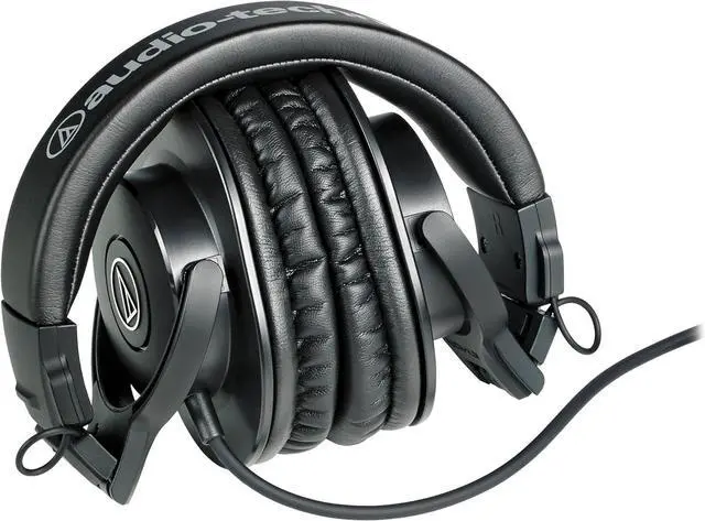 Alt view image 4 of 6 - ATH-M30x Professional Studio Monitor Headphones, Black + Microfiber Cleaning Cloth + Headphone Stand + Headphone CASE + Goby Labs Headphone Cleaner 4 fl oz