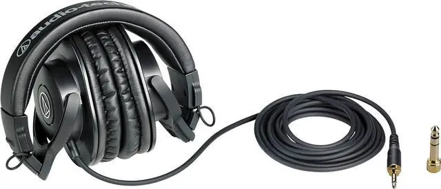 Alt view image 5 of 6 - ATH-M30x Professional Studio Monitor Headphones, Black + Microfiber Cleaning Cloth + Headphone Stand + Headphone CASE + Goby Labs Headphone Cleaner 4 fl oz