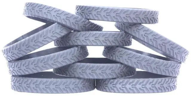 Main image of 10 Gray Tire Tread Silicone Wristbands