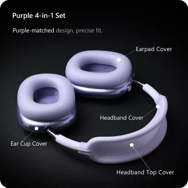Alt view image 5 of 7 - Silicone Case Cover for AirPods Max Headphone (for Purple)
