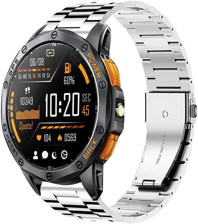 Main image of Compatible with Tiwain Military Smart Watches Bands, 22mm Quick Release Stainless Steel Metal Replacement StrapsCompatible with Tiwain ZK65, ZK67, KJ65, KJ67 1.43" Military Smart Watch