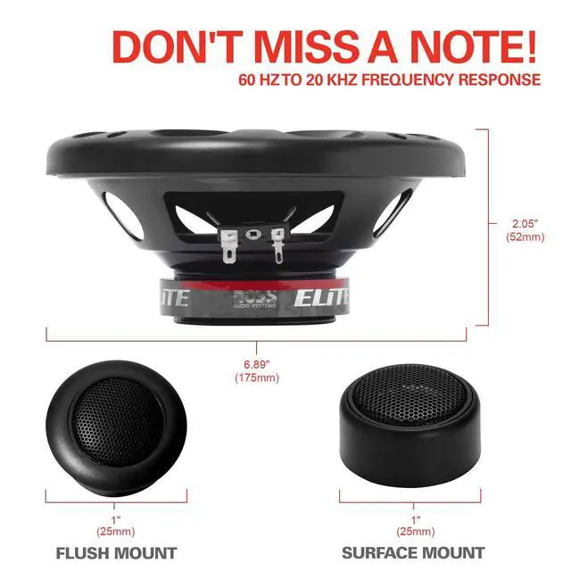Alt view image 4 of 5 - Elite BCK65 Component Car Speaker System - 2 6.5 Inch Speakers, 2 Tweeters, 2 Crossovers, 350 Watts Max Power