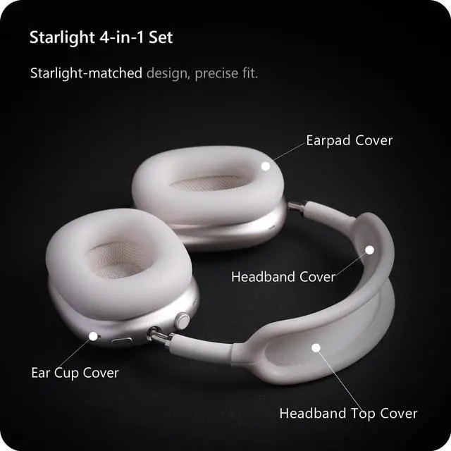 Alt view image 5 of 7 - Silicone Case Cover for AirPods Max Headphone (for Starlight)