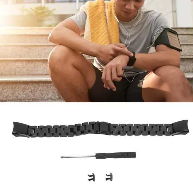 Alt view image 3 of 7 - Stainless Steel Straps for Band 5 4, Butterfly Folding Clasp Dressy Smartwatch Replacement Straps for Women Men