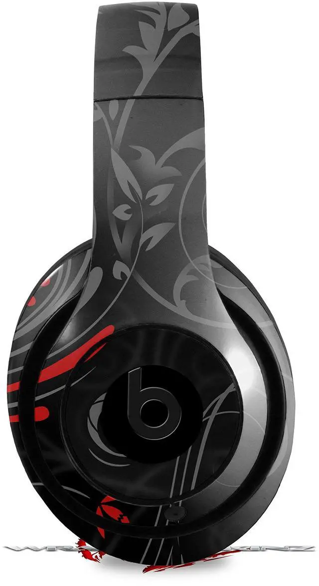 Main image of Skin Decal Wrap Compatible with Beats Studio 2 and 3 Wired and Wirelesss Twisted Garden Gray and Red Skin Only Headphones NOT Included