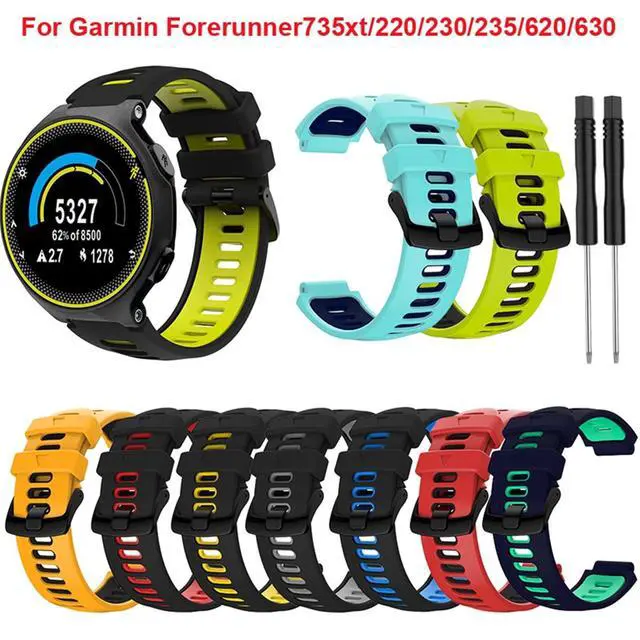 Alt view image 2 of 7 - Watch Band Silicone Replacement Watchstrap for Garmin Forerunner 235 220 230 620 630 735XT Bracelet Outdoor Sport Wristband (Color: Teal Blue)