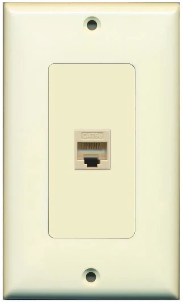 Main image of New Single Port Decorative Network Wall Plate - (Tooless) F/F - Light Almond