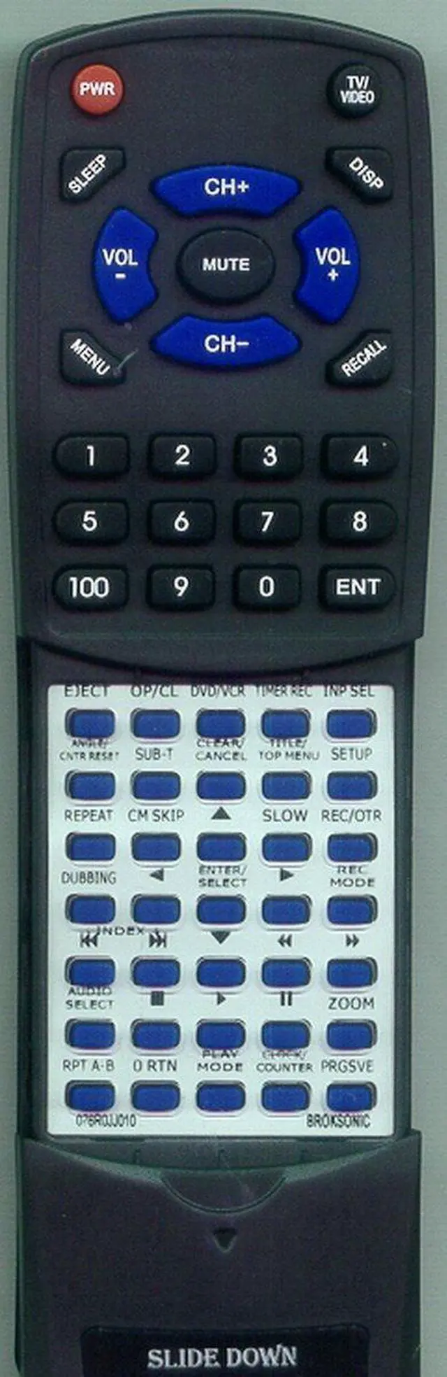 Main image of Replacement Remote Control for SANSUI VRDVD5000A, VRDVD5000B, 076R0JJ010, 076R0JJ01A