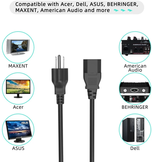 Alt view image 3 of 5 - 6ft UL AC Power Cord Cable for JBL IRX112BT 1,300W Powered 12" Portable Bluetooth Speaker 12 in