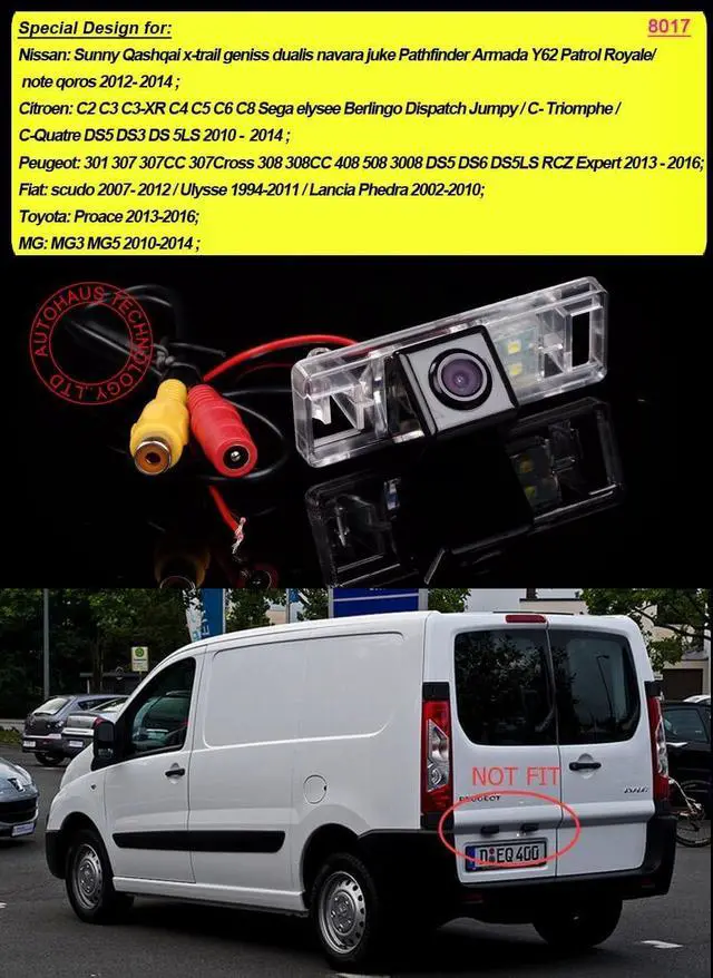 Alt view image 2 of 6 - Car Rear View Backup Parking Assist Reverse Camera Replacement for Nissan Sunny/Qashqai/X-Trail/Geniss/Pathfinder/Dualis/Navara/Juke Citroen C4/C5/C-Triomphe/C-Quatre Hatchback Peugeot 307